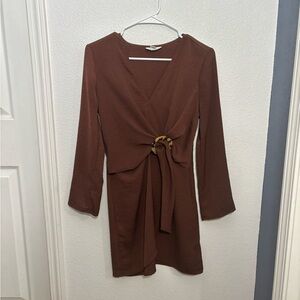 Topshop Chocolate Long Sleeve Dress
